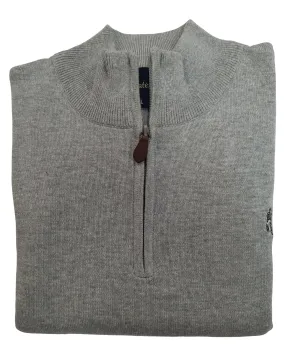 1/4 Zip Mock Sweater Vest in Light Grey Cotton Blend