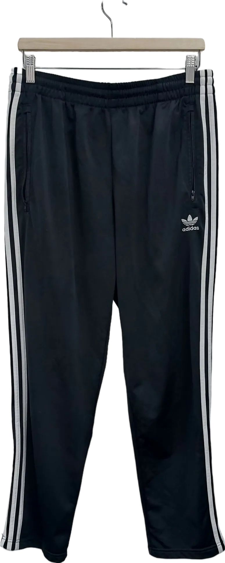 adidas Black Three Stripe Joggers UK L