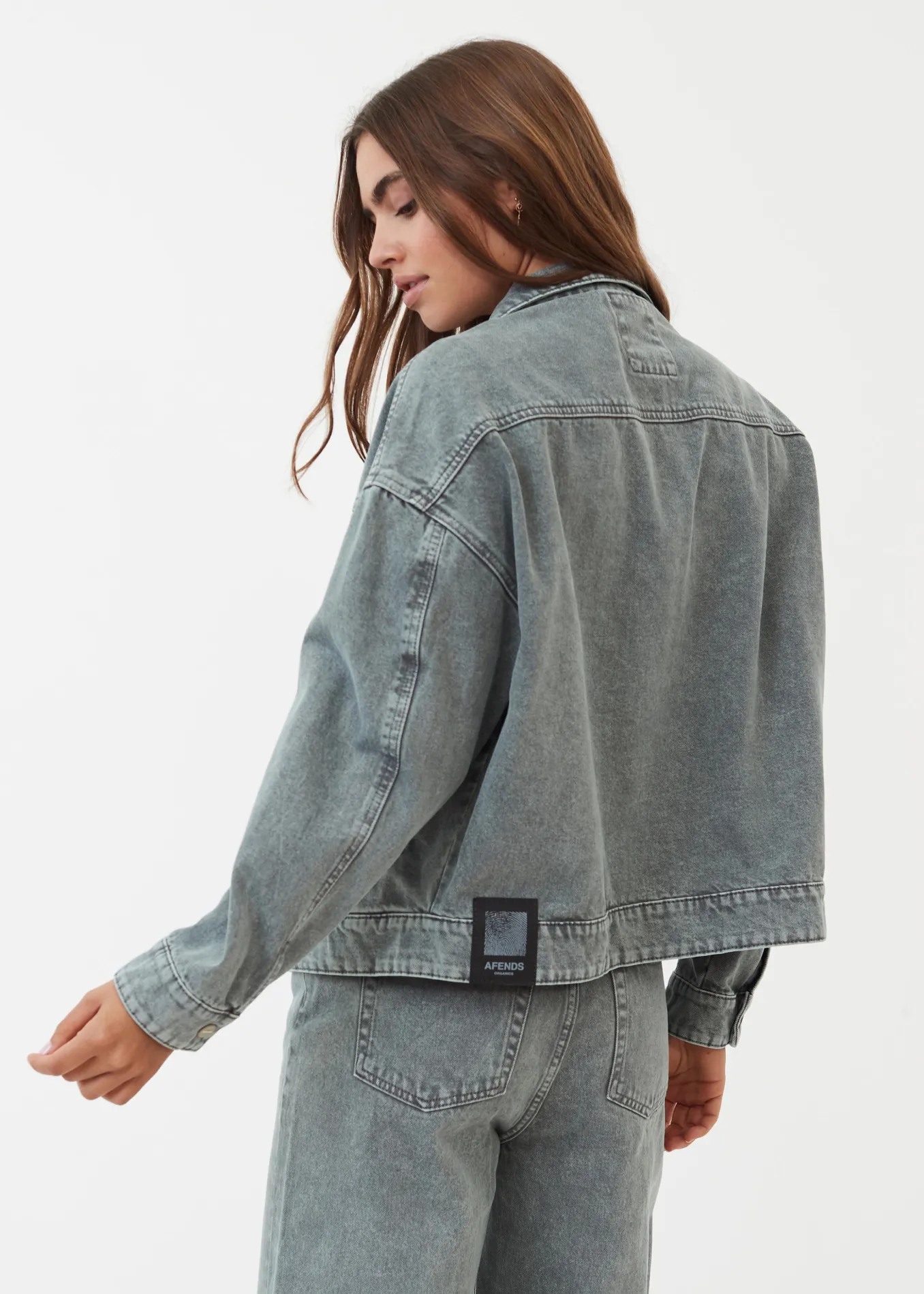 AFENDS Womens Innie - Denim Jacket - Faded Steel