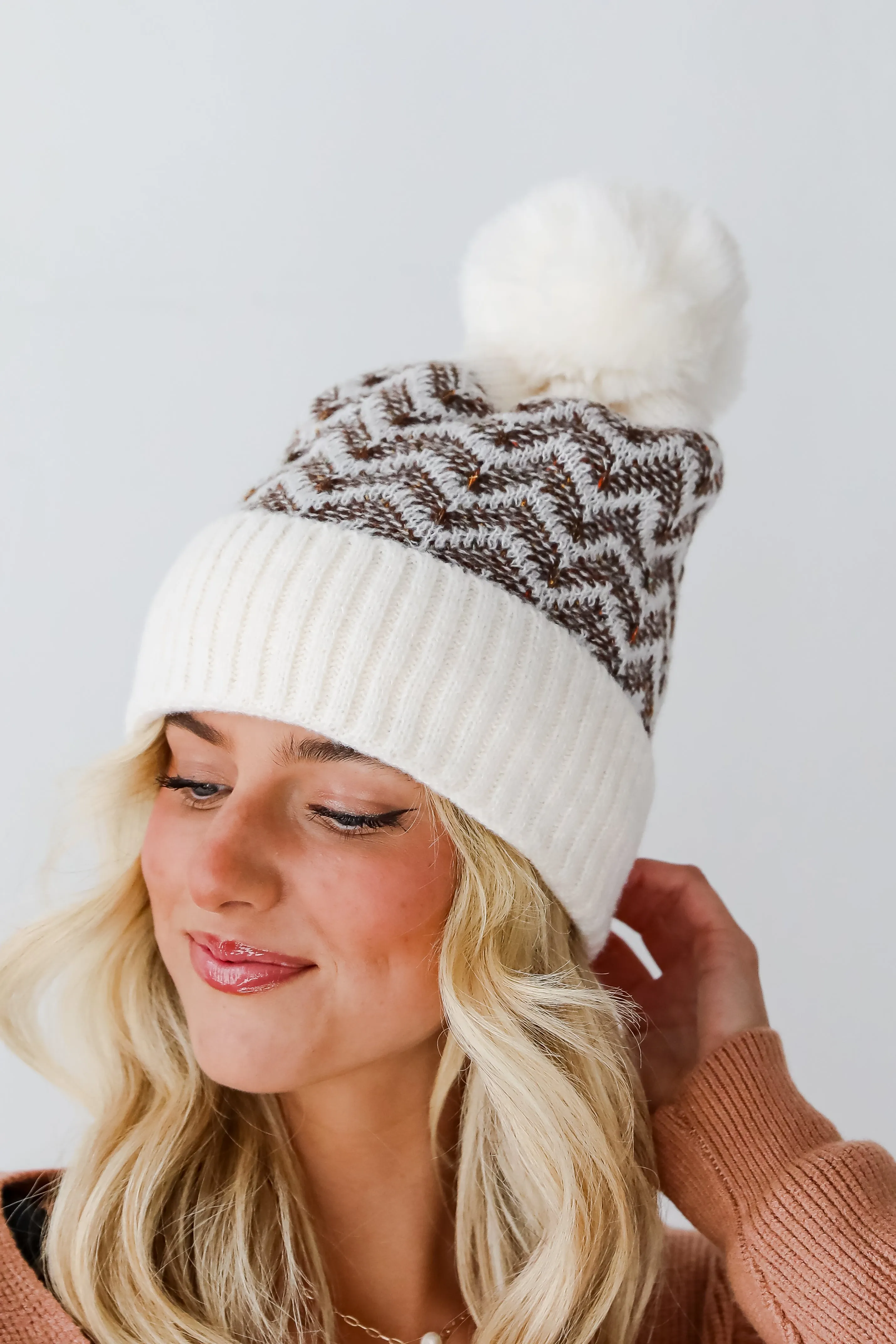 Alpine Poise Ivory Pom Pom Beanie - DOORBUSTER