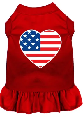 American Flag Heart Screen Print Dress Red Xs (8)