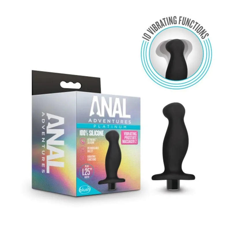 Anal Adventures - Platinum - Silicone Vibrating Prostate Massager 02 -Black