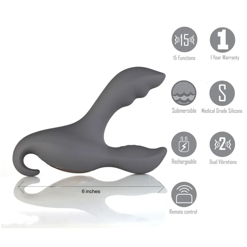 Apollo 15-Function Remote Control Prostate  Massager - Grey