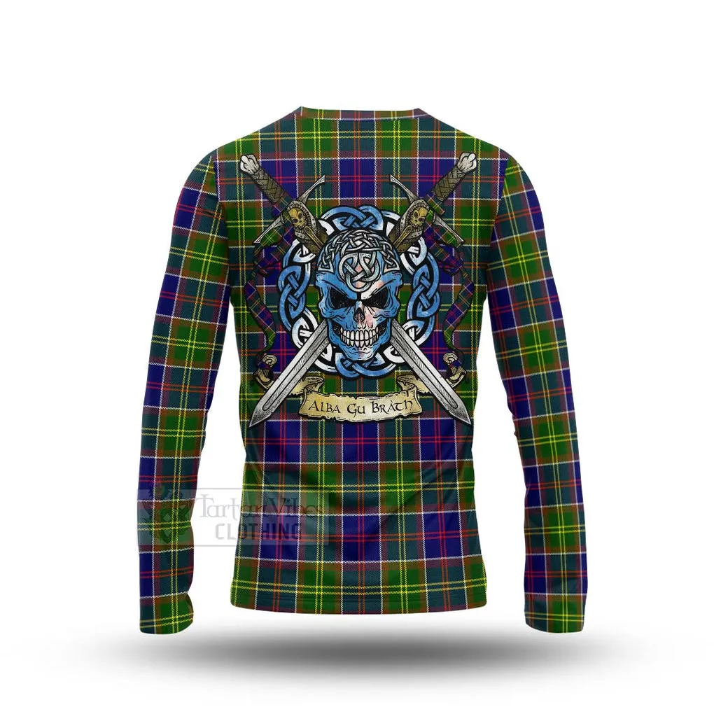 Arnott Tartan Long Sleeve T-Shirt with Family Crest Celtic Skull Style