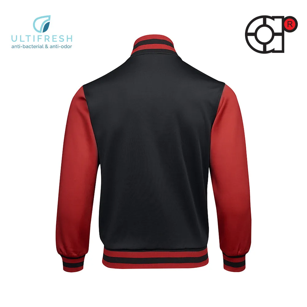 ARORA UNISEX VARSITY JACKET (BLACK/RED)