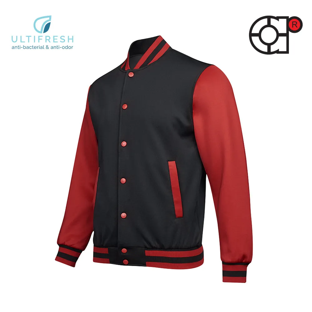 ARORA UNISEX VARSITY JACKET (BLACK/RED)