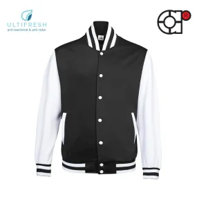 ARORA UNISEX VARSITY JACKET (BLACK/WHITE)