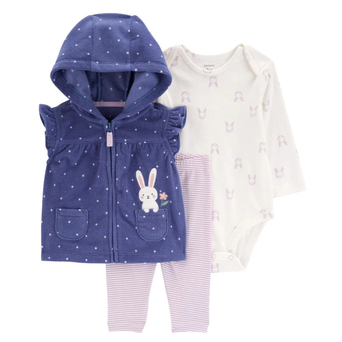 Baby Girls' 3-Piece Bunny Fleece Little Vest Set 1R541510-420