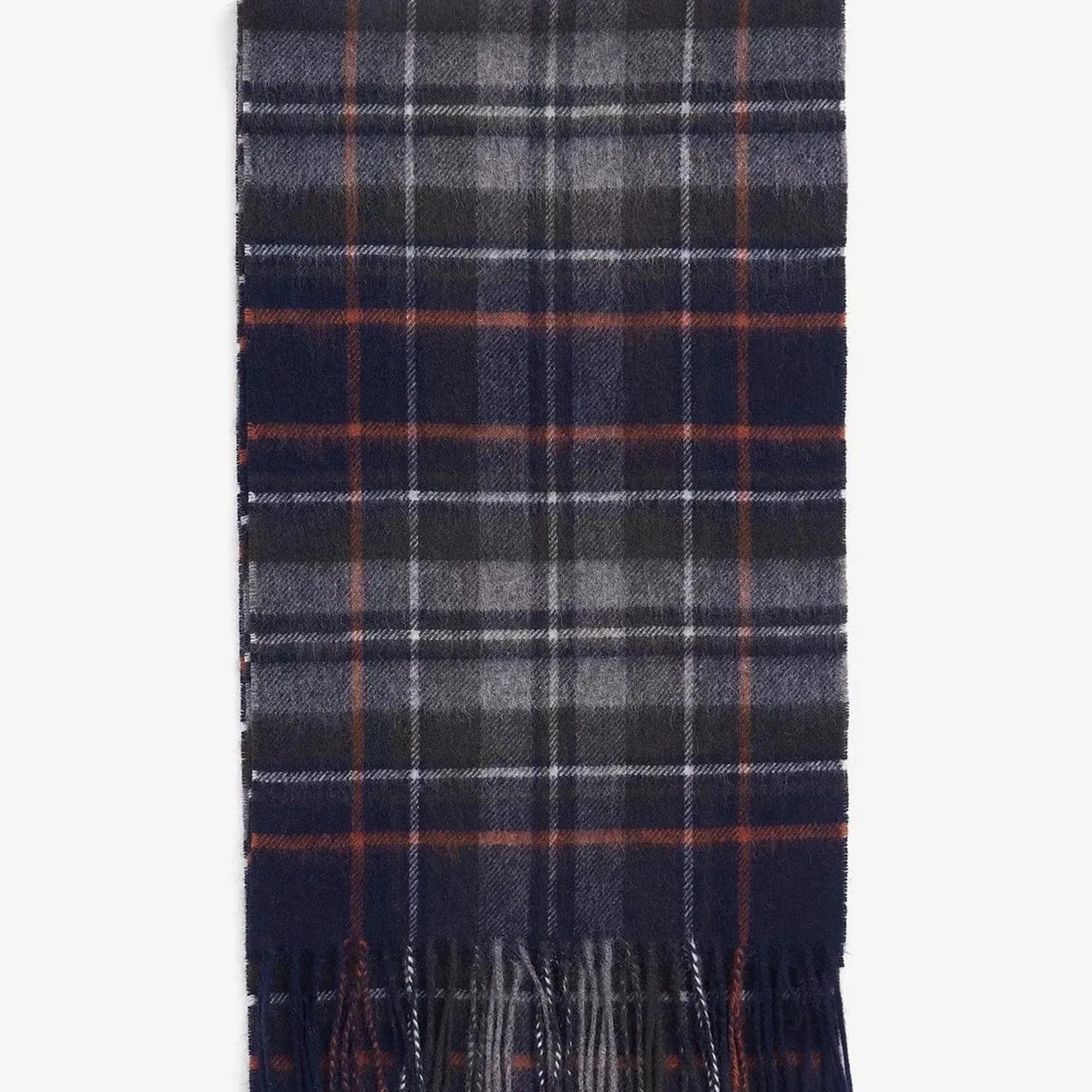 Barbour Check Tartan Scarf In Navy/Dark Ginger