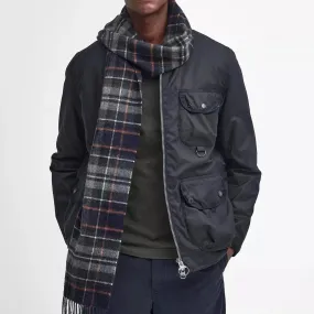 Barbour Check Tartan Scarf In Navy/Dark Ginger