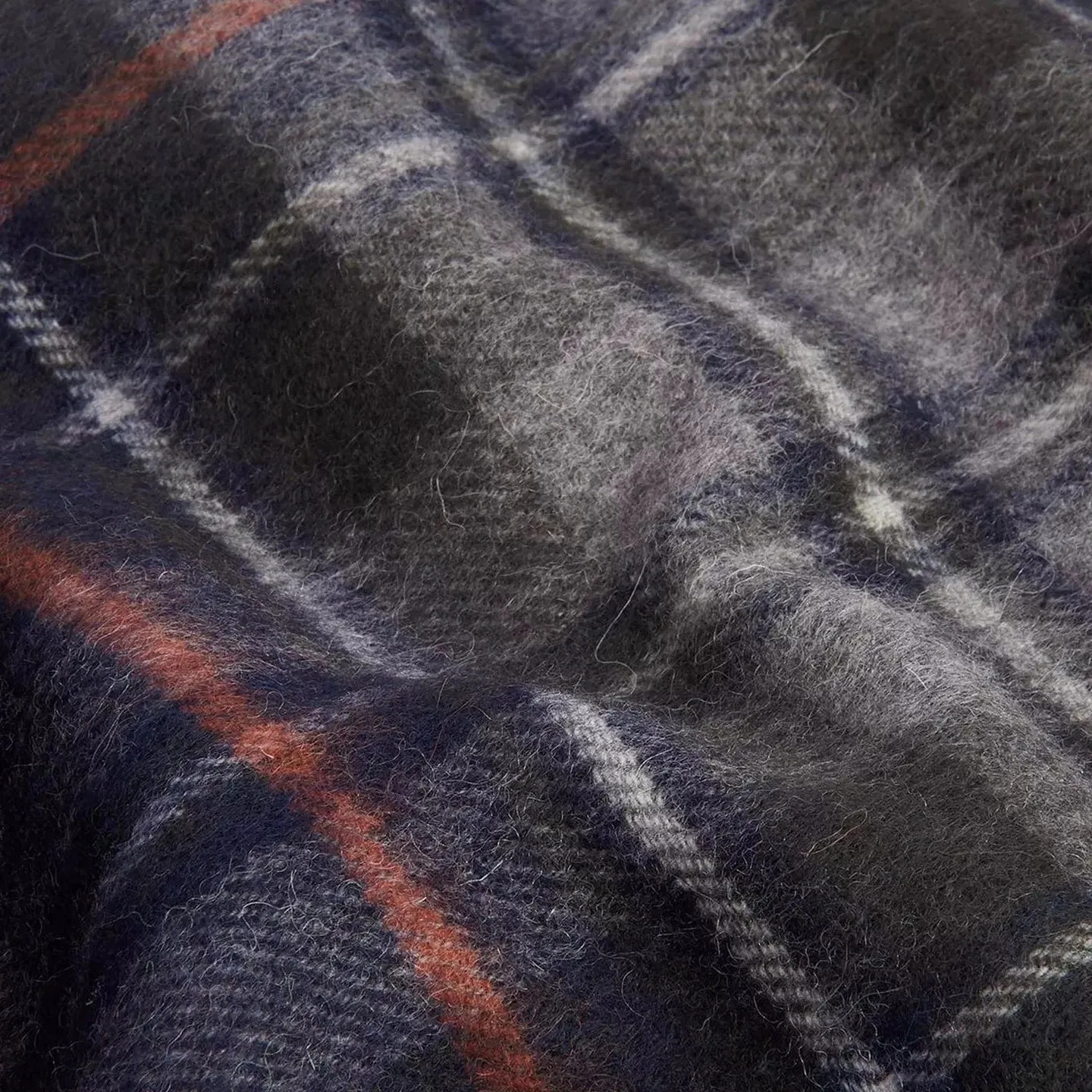 Barbour Check Tartan Scarf In Navy/Dark Ginger