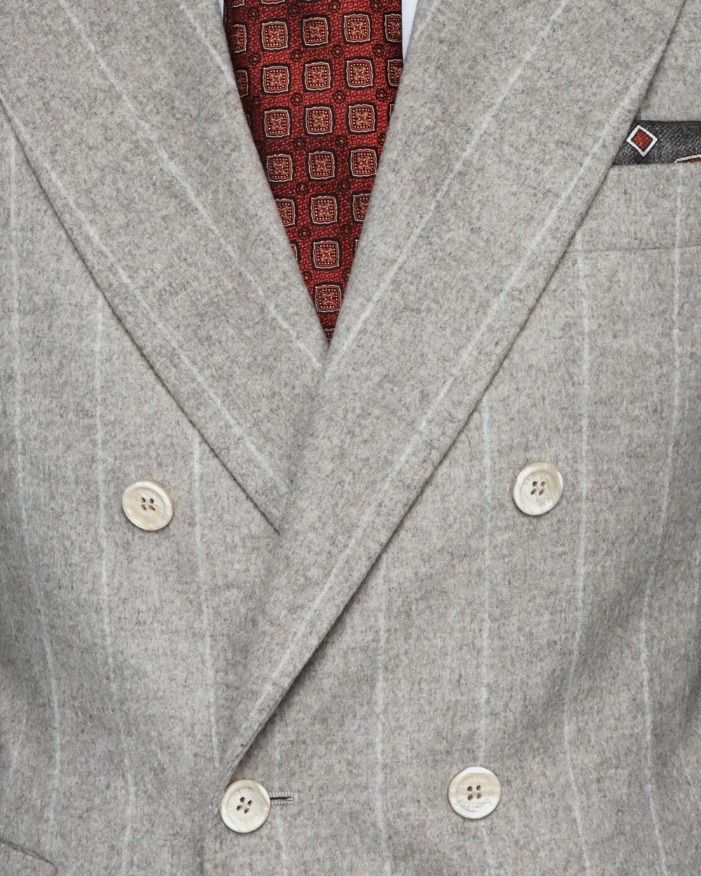 Beige Pinstriped Flannel Suit