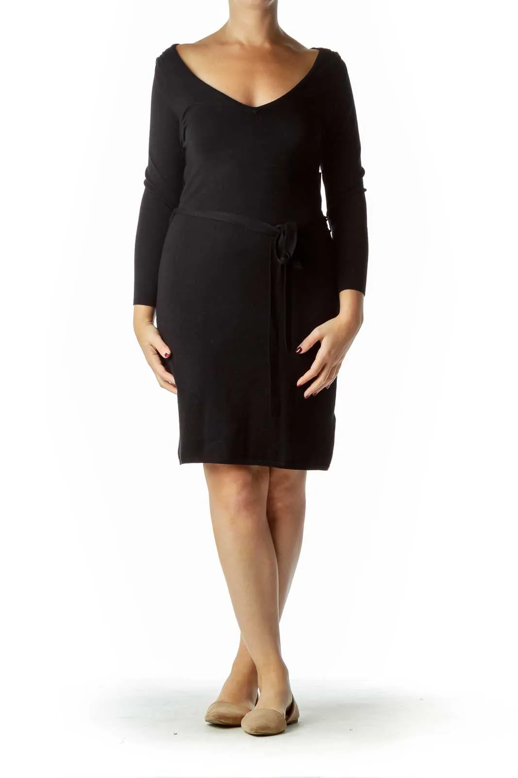 Black Long Sleeve Knit Dress