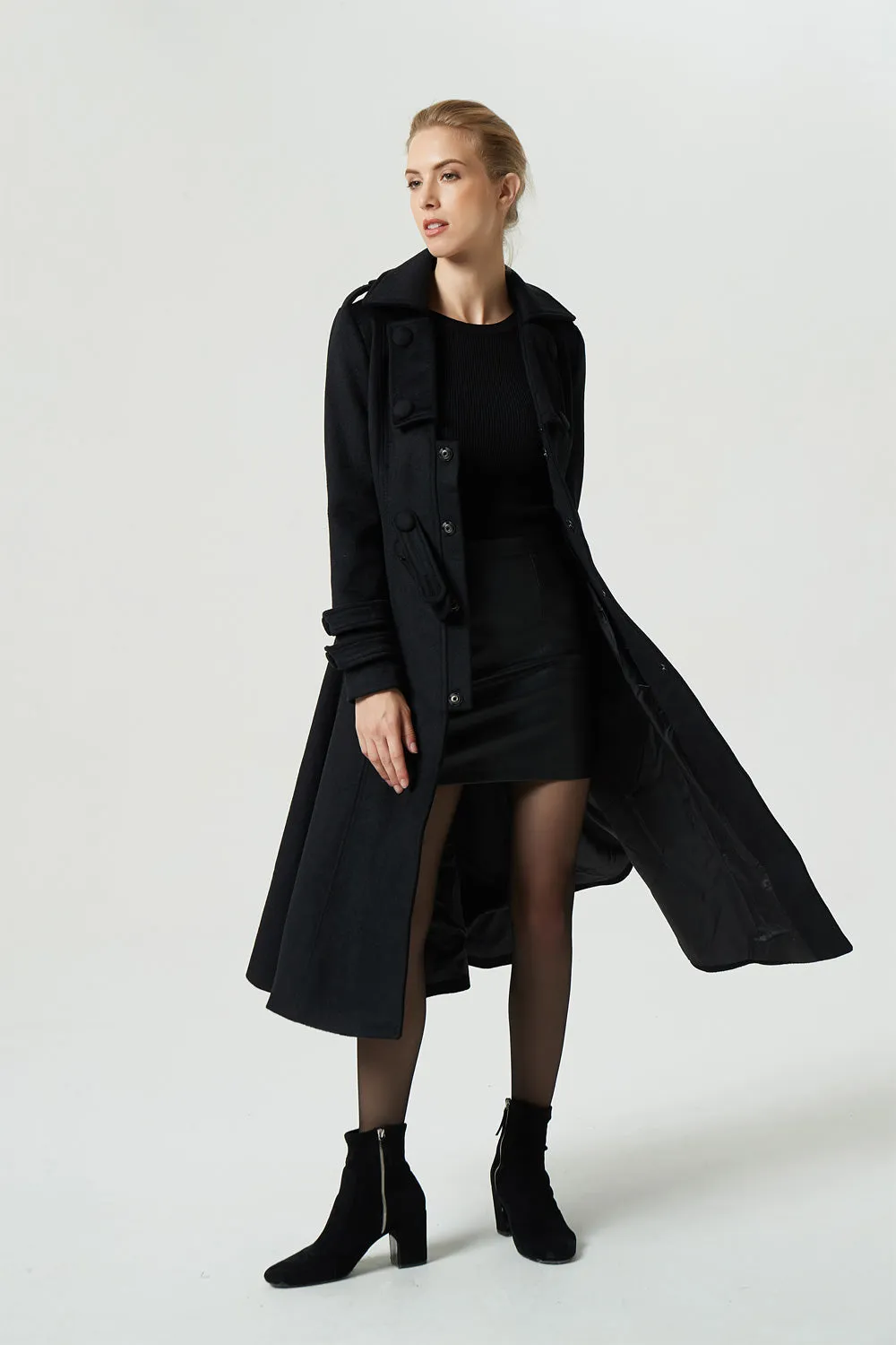 black midi vintage wool coat 1982#