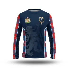 Blane Tartan Long Sleeve T-Shirt with Family Crest and Lion Rampant Vibes Sport Style