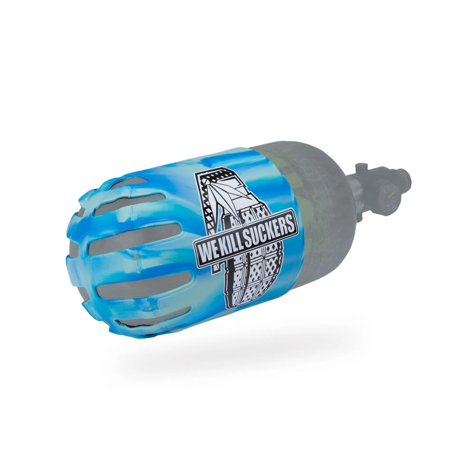 BNKR Bunker Kings Knuckle Butt Paintball Tank Cover - WKS Grenade - Cyan