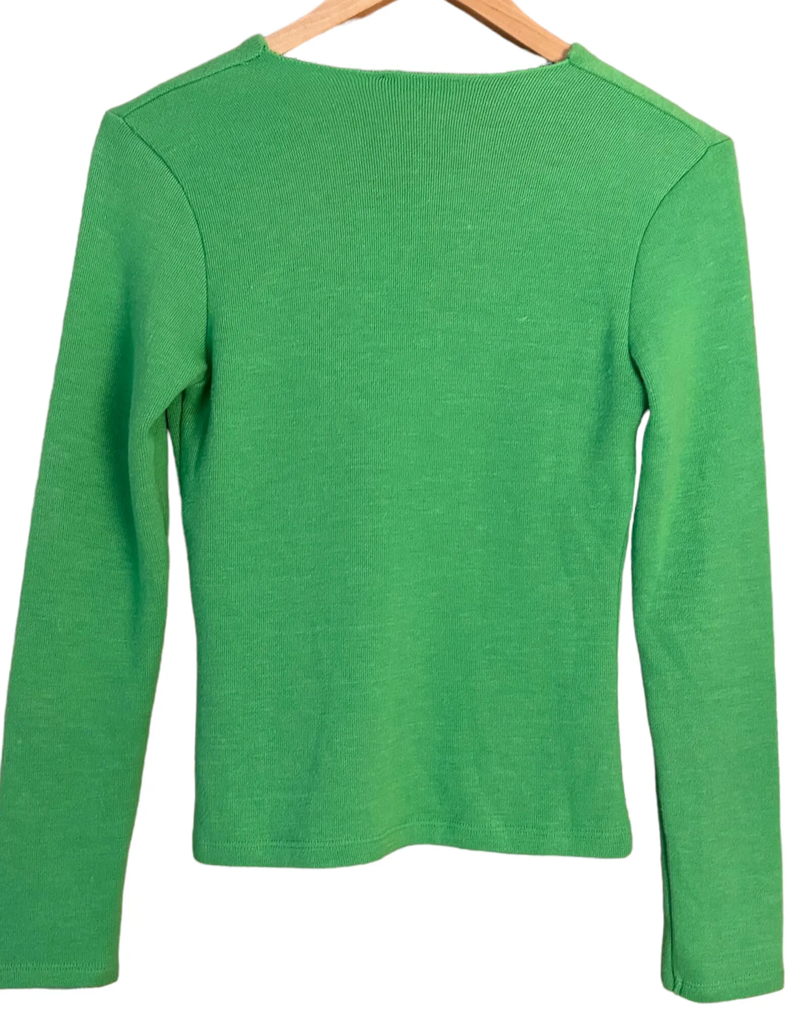 Bright Spring Apple Green Twist Front Knit Top