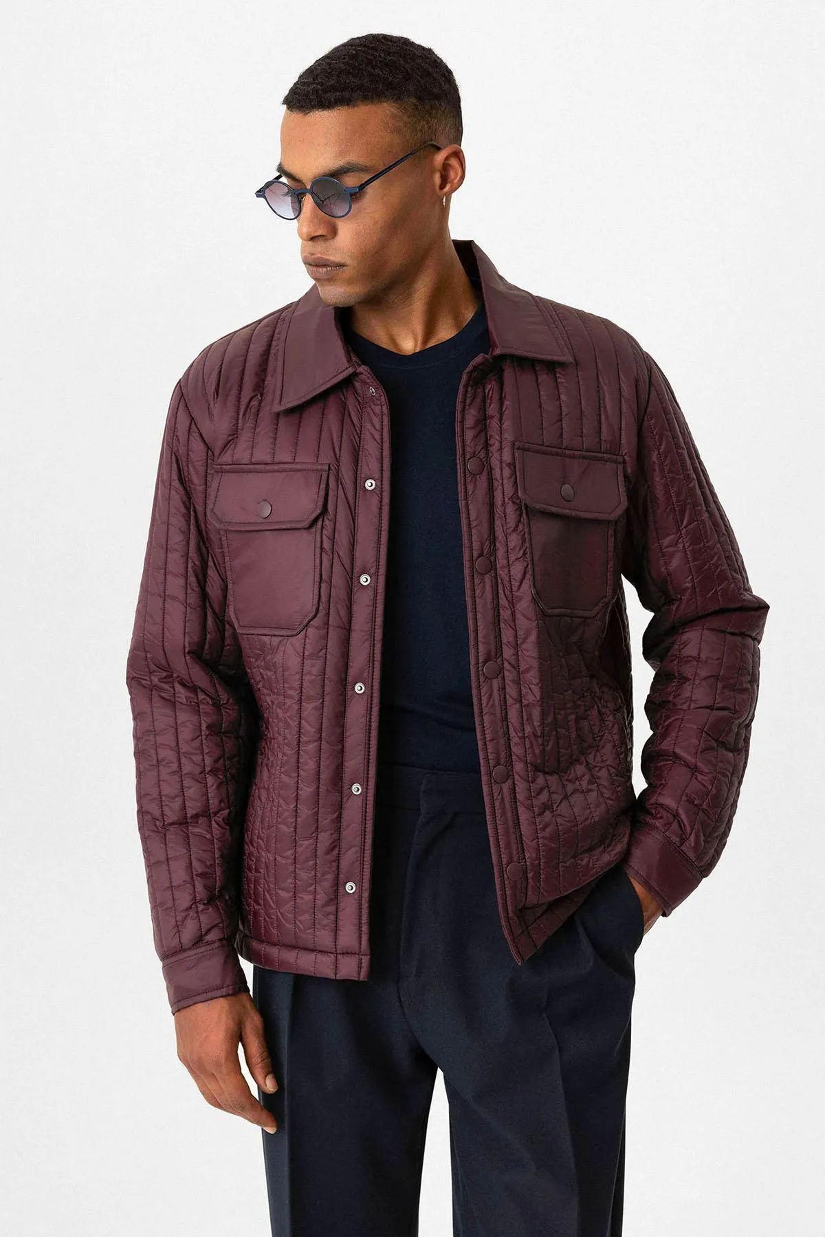 Burgundy Lightweight Quilted Men's Jacket - Wessi