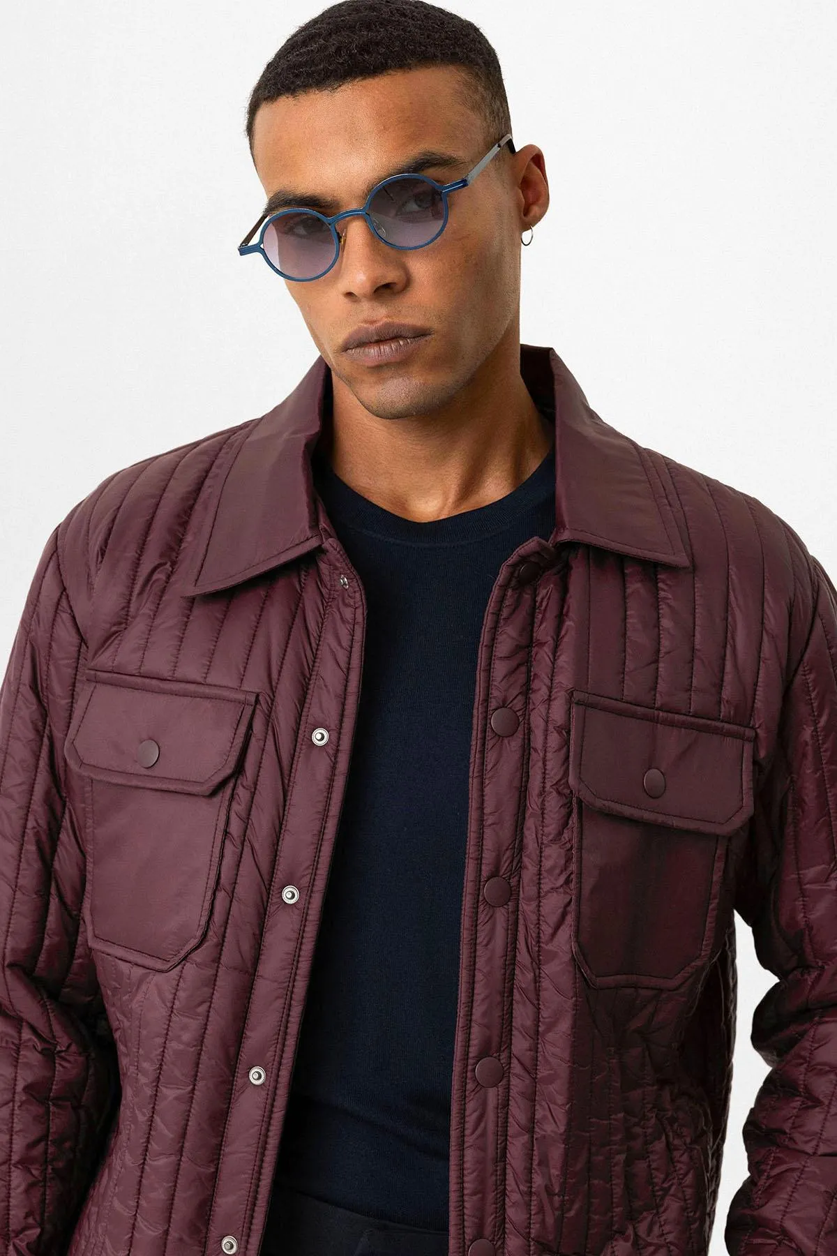 Burgundy Lightweight Quilted Men's Jacket - Wessi