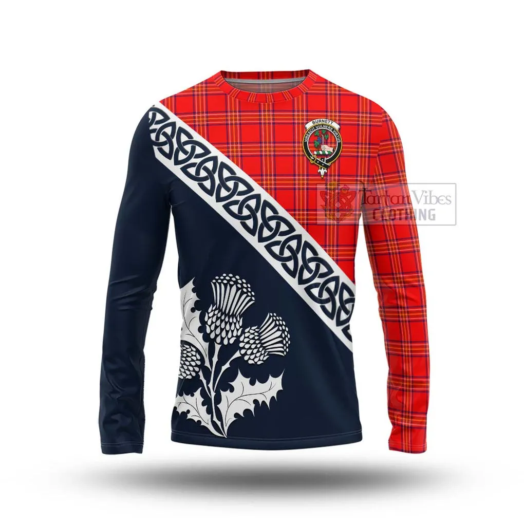 Burnett Tartan Long Sleeve T-Shirt Featuring Thistle and Scotland Map