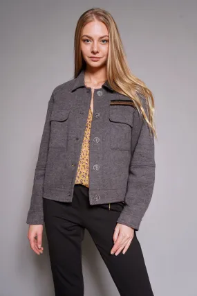 Button Down Jacket - Charcoal