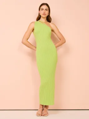 By Nicola Calypso One Shoulder Maxi Dress in Lime Marle