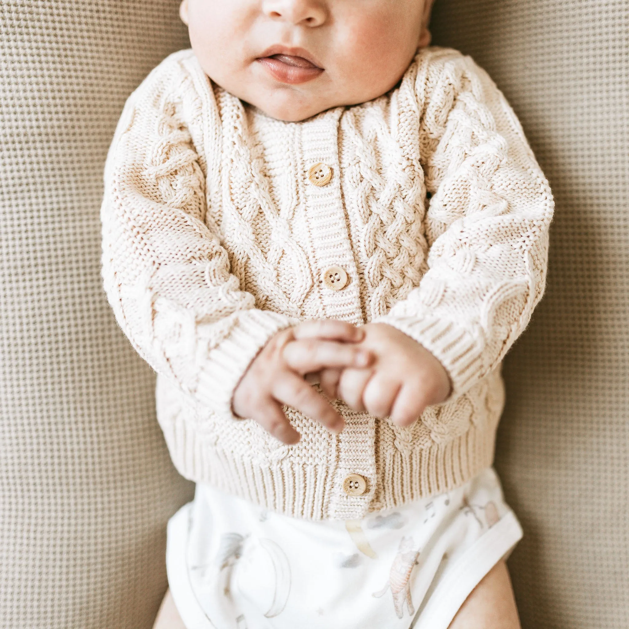 Cable Knit Cardigan - Beige