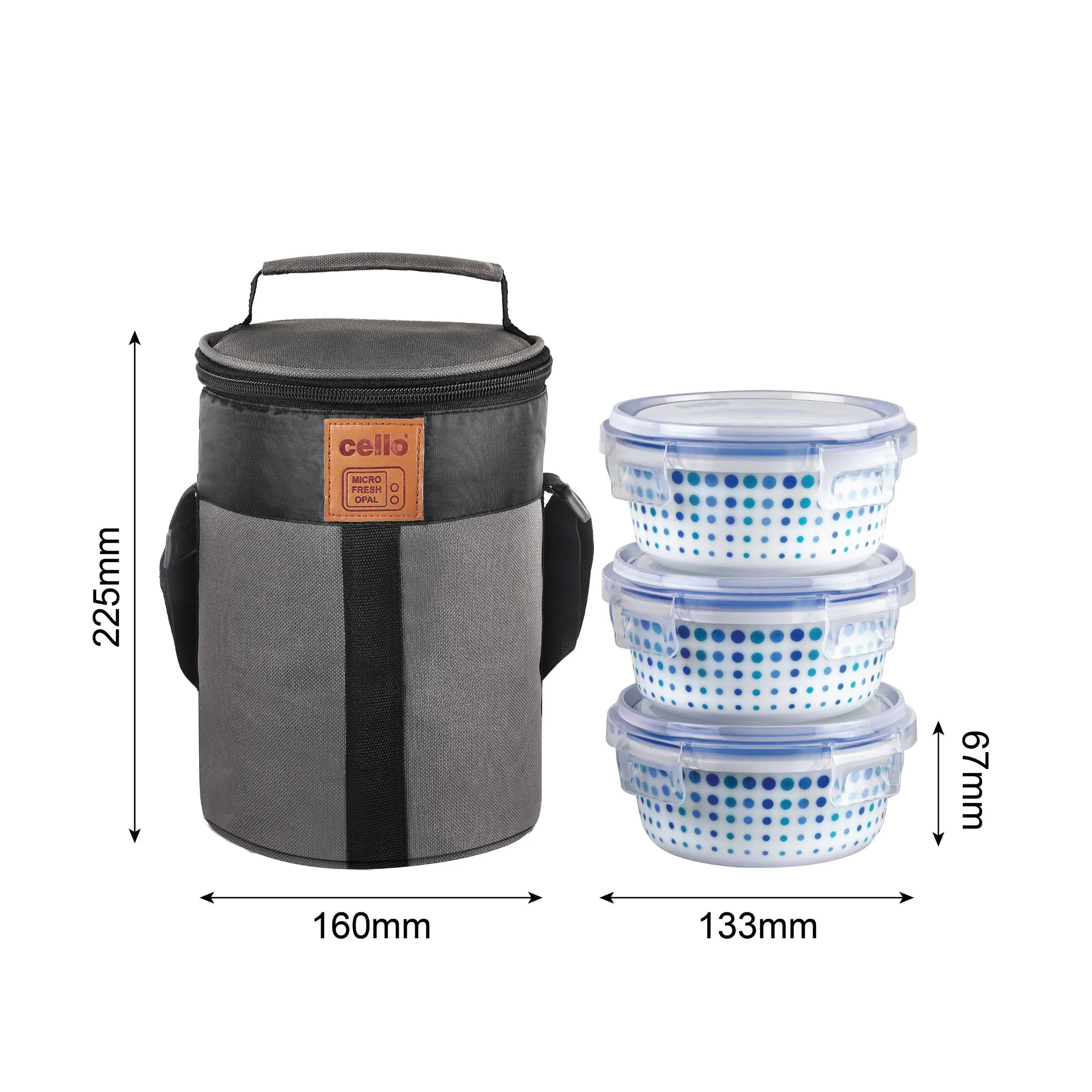 Cool Dots Opalware Lunch Box with Jacket