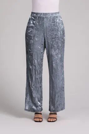 Crinkle Velvet Straight Leg Pant | Gunmetal