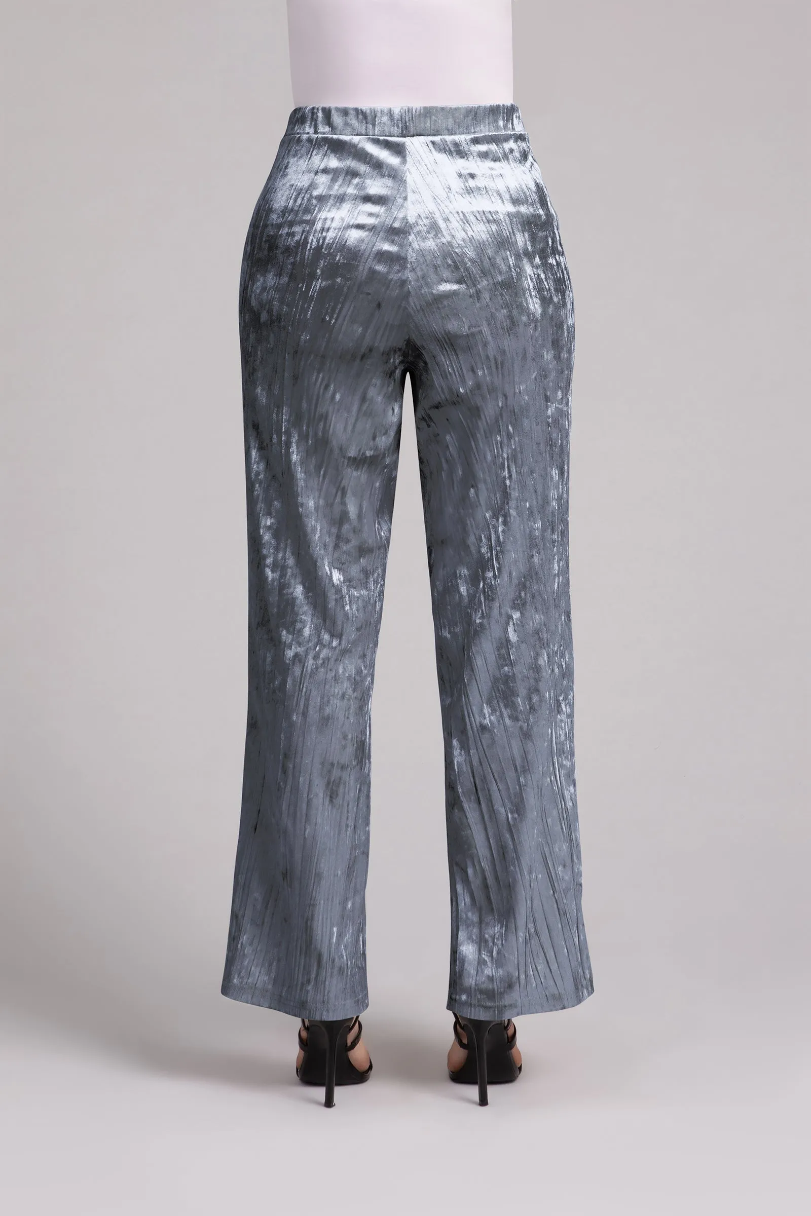 Crinkle Velvet Straight Leg Pant | Gunmetal