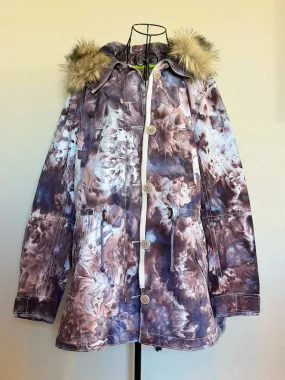 Custom Order Women’s Large Gap Parka Jacket with Removable Sherpa Lining & Faux Fur Trim Hood in ‘Dark Black’ and Corduroy Bell Bottoms for ‘Monika’