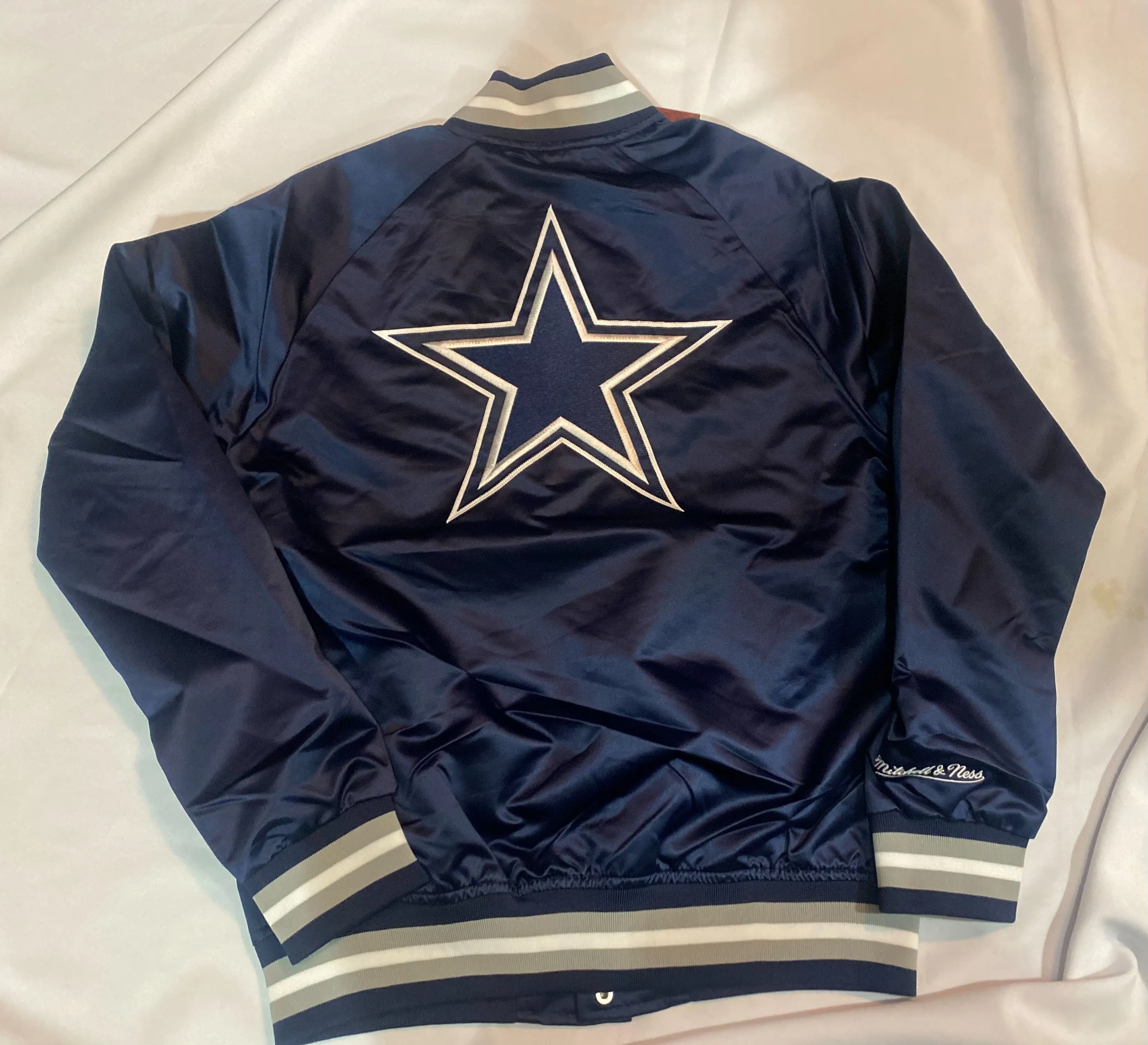 Dallas Cowboys NFL Mitchell & Ness Lightweight Men’s Satin Jacket Navy Color