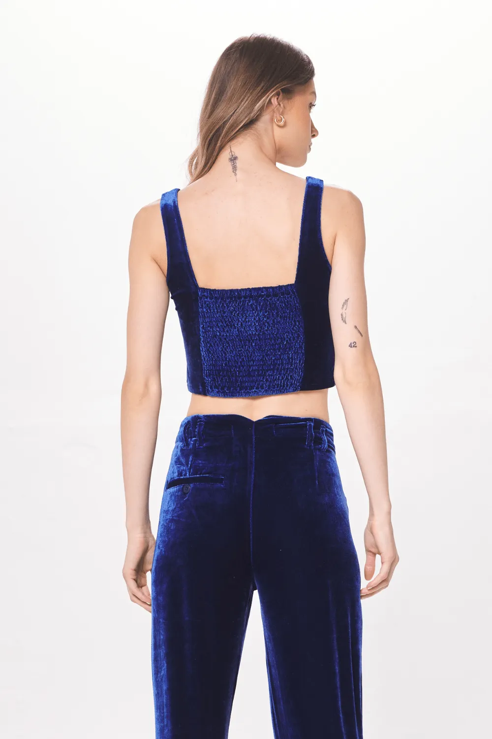 Deep Blue Velvet Corset Top