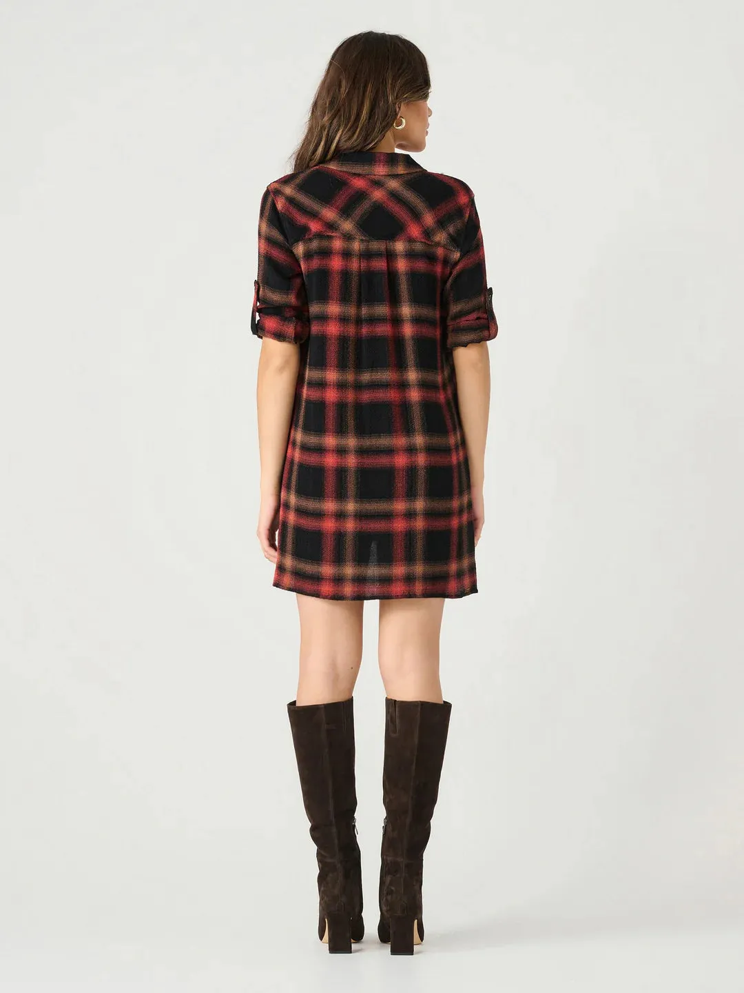 Dex Long Sleeve Roll Tab Shirt Dress