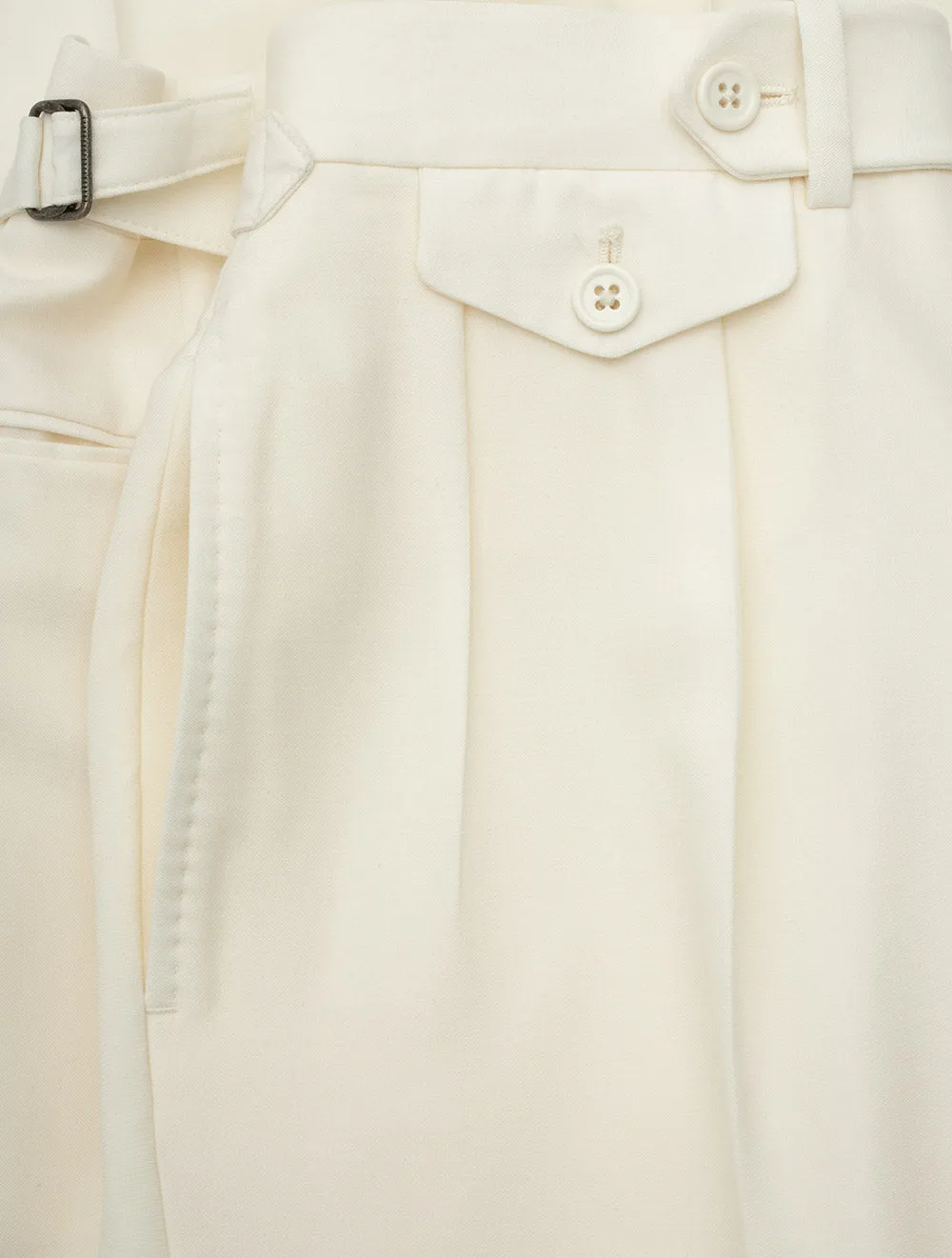 Double Pleat Trousers Cream