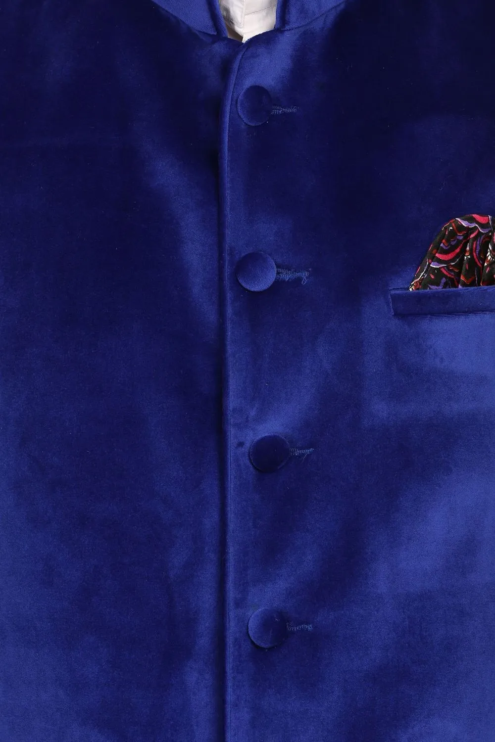 Dust Free Cotton Velvet Blue Modi Nehru Jacket