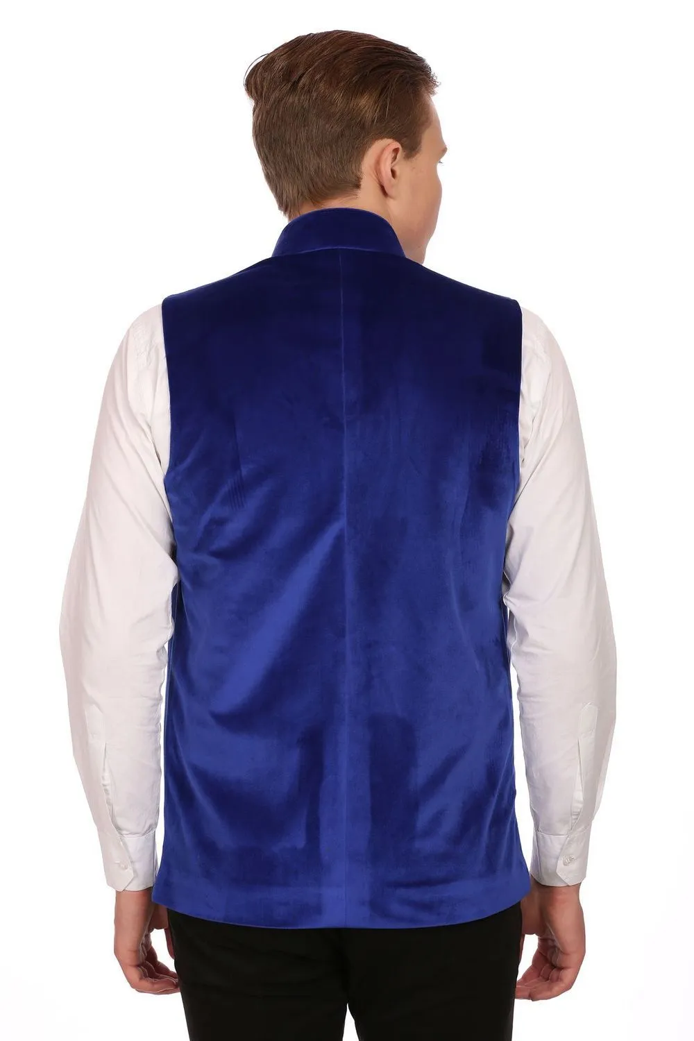 Dust Free Cotton Velvet Blue Modi Nehru Jacket