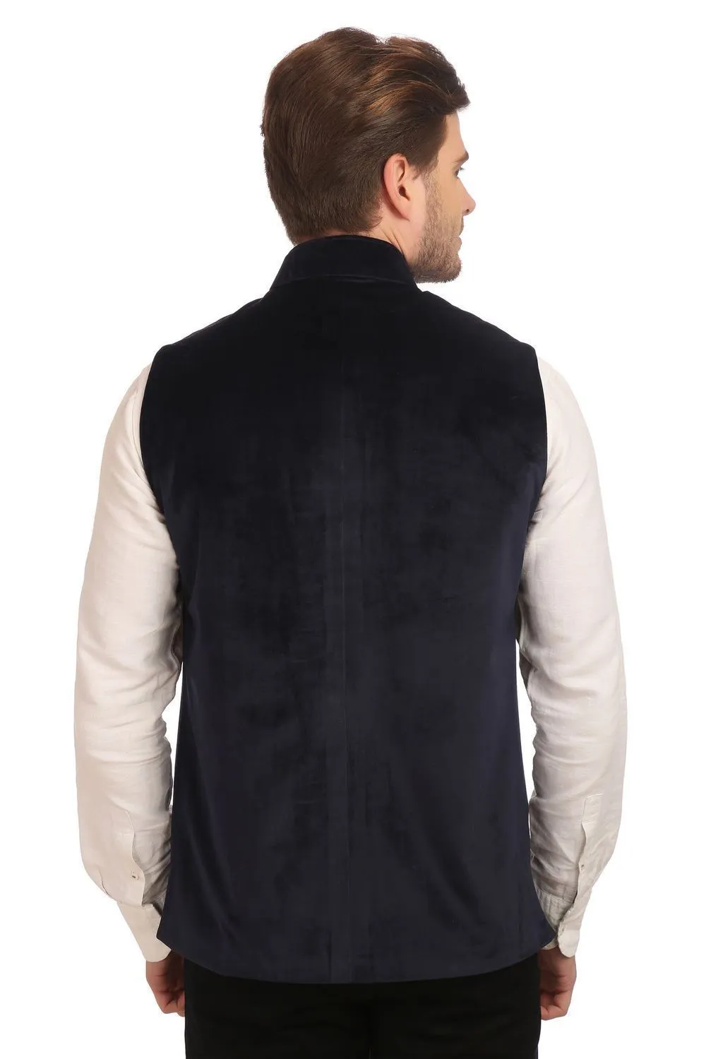 Dust Free Cotton Velvet Blue Modi Nehru Jacket