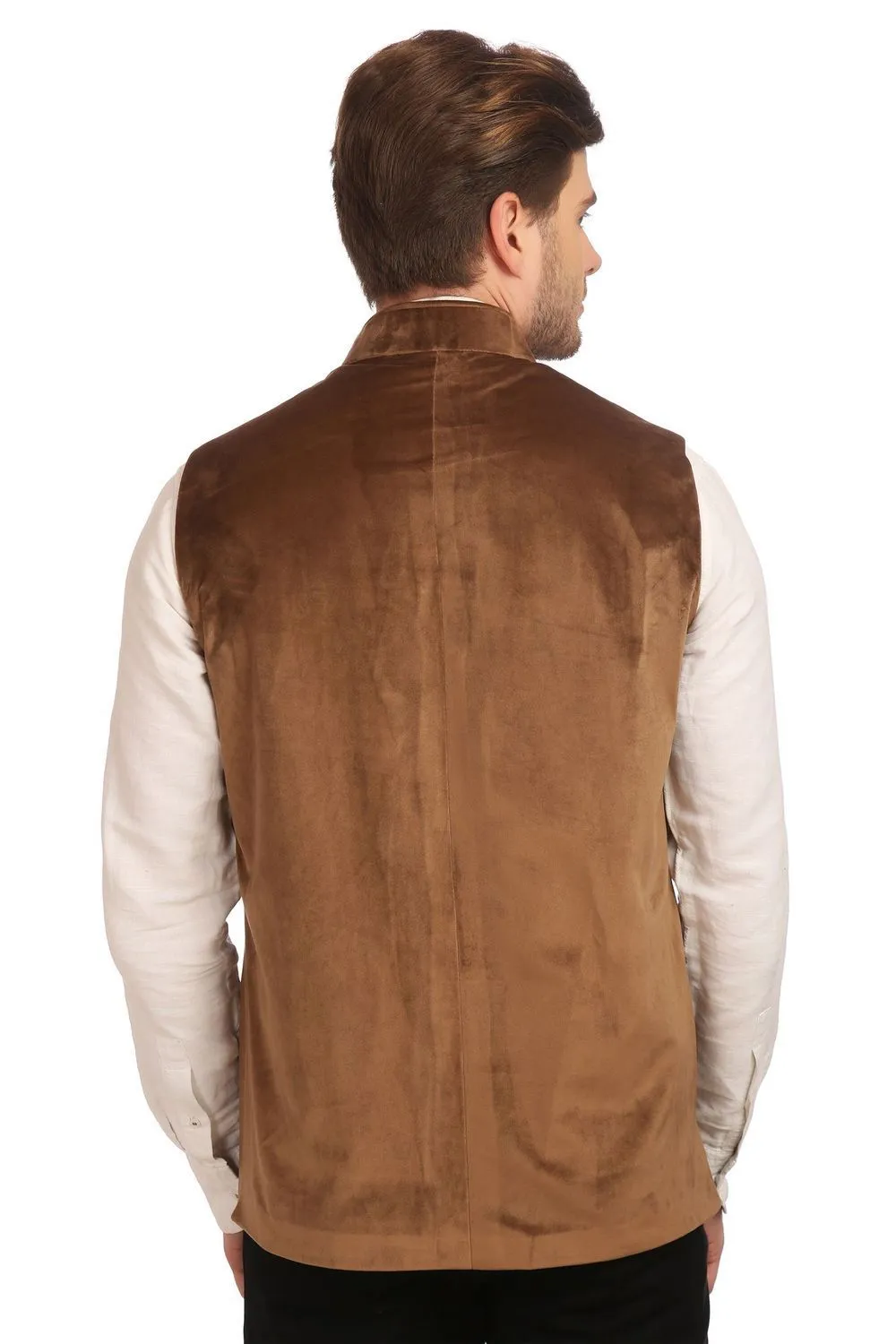 Dust Free Cotton Velvet Gold Modi Nehru Jacket