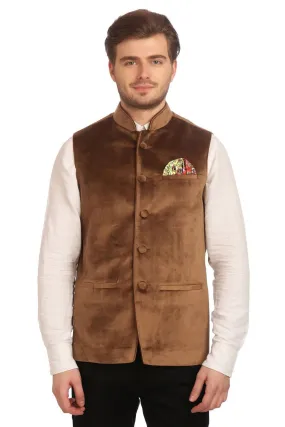 Dust Free Cotton Velvet Gold Modi Nehru Jacket