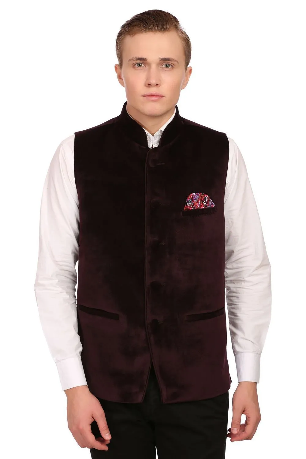 Dust Free Cotton Velvet Red Modi Nehru Jacket