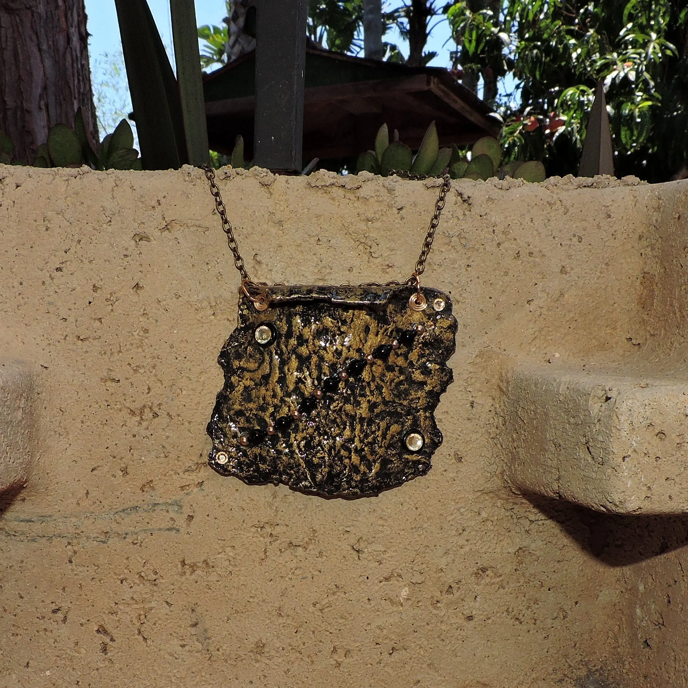 Eco Friendly Gold over Black Cardboard Pendant