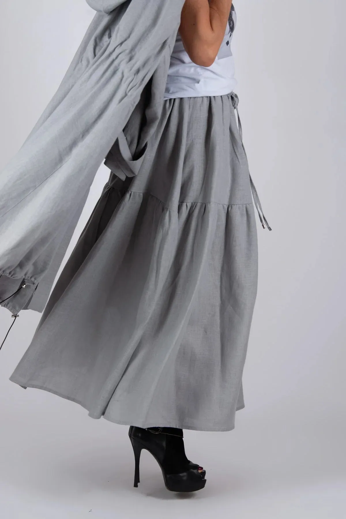 EUGF LINEN FLOUNCES SKIRT