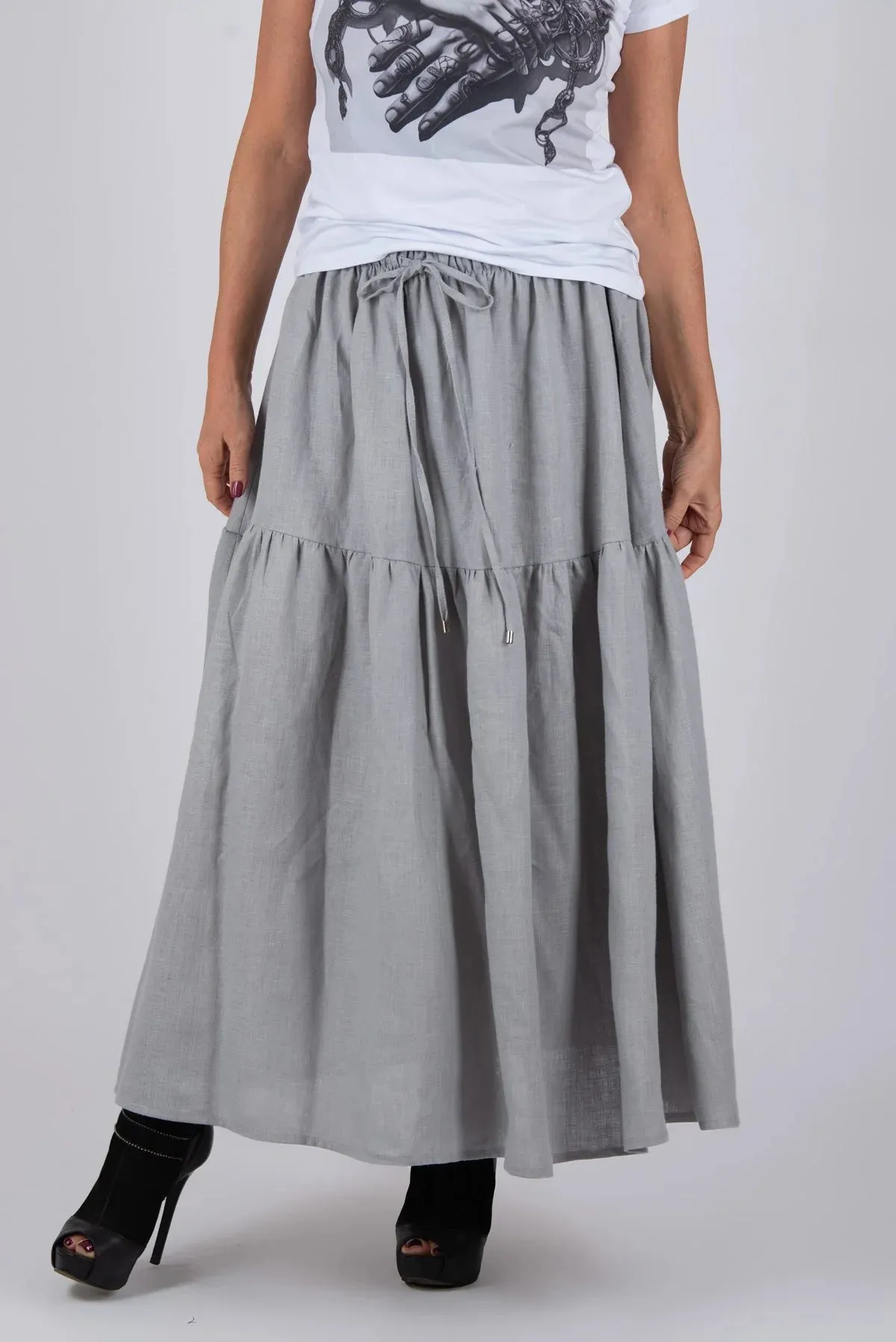 EUGF LINEN FLOUNCES SKIRT