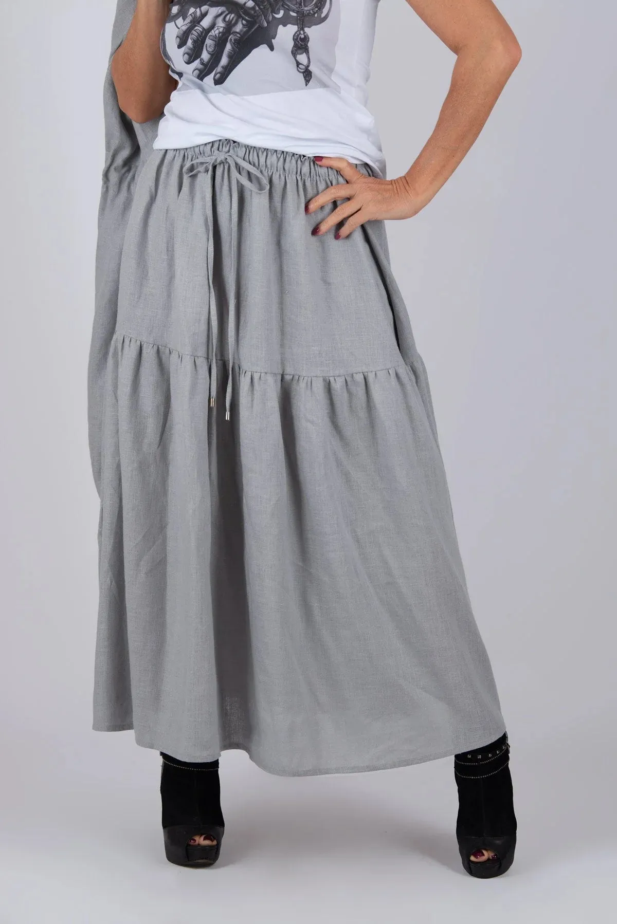 EUGF LINEN FLOUNCES SKIRT