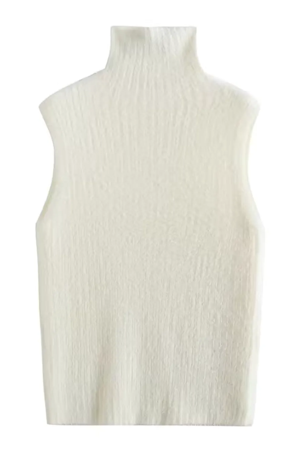 'Eunice' Turtleneck Sleeveless Knitted Vest (3 Colors)