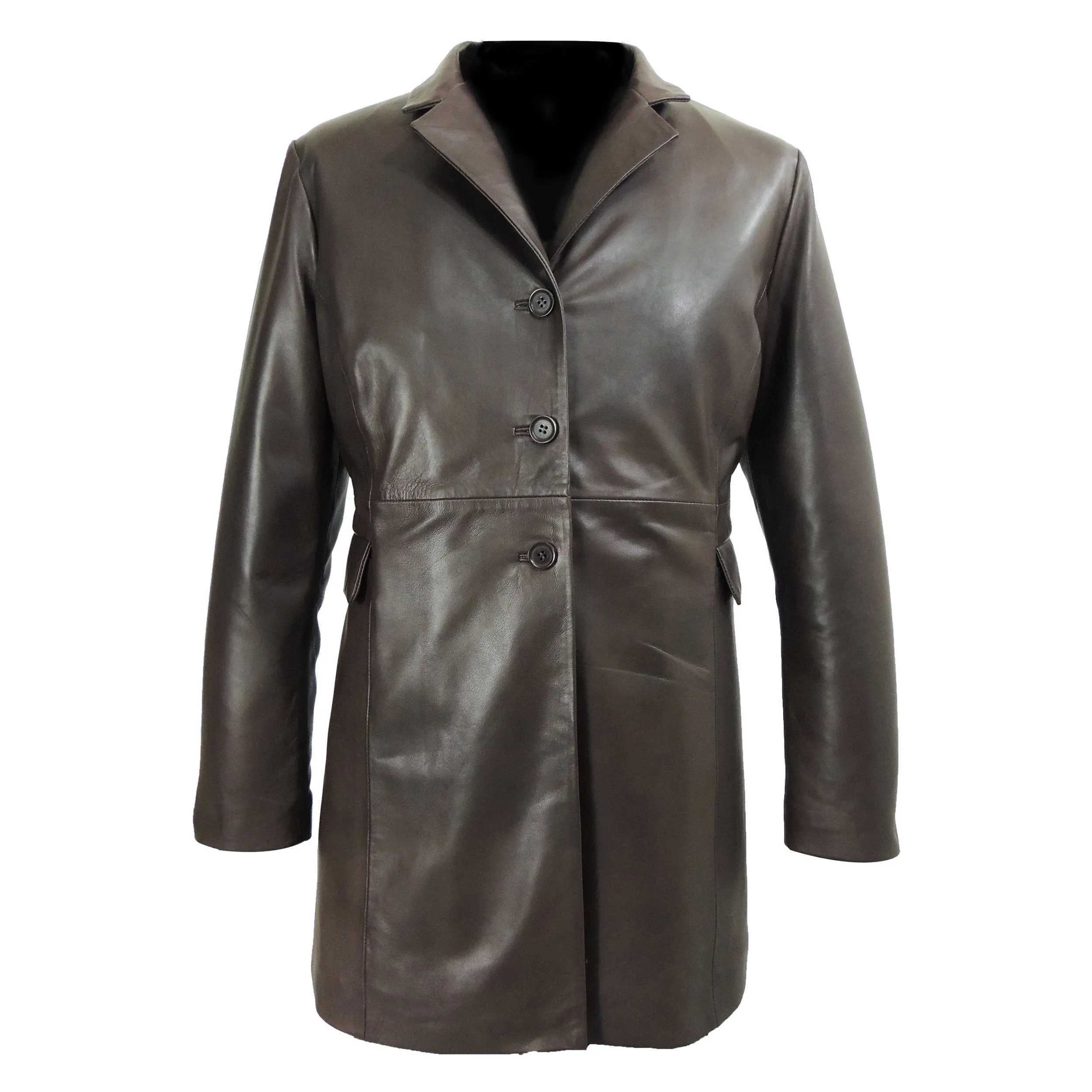 Felicia Womens 3/4 Long Leather Coat