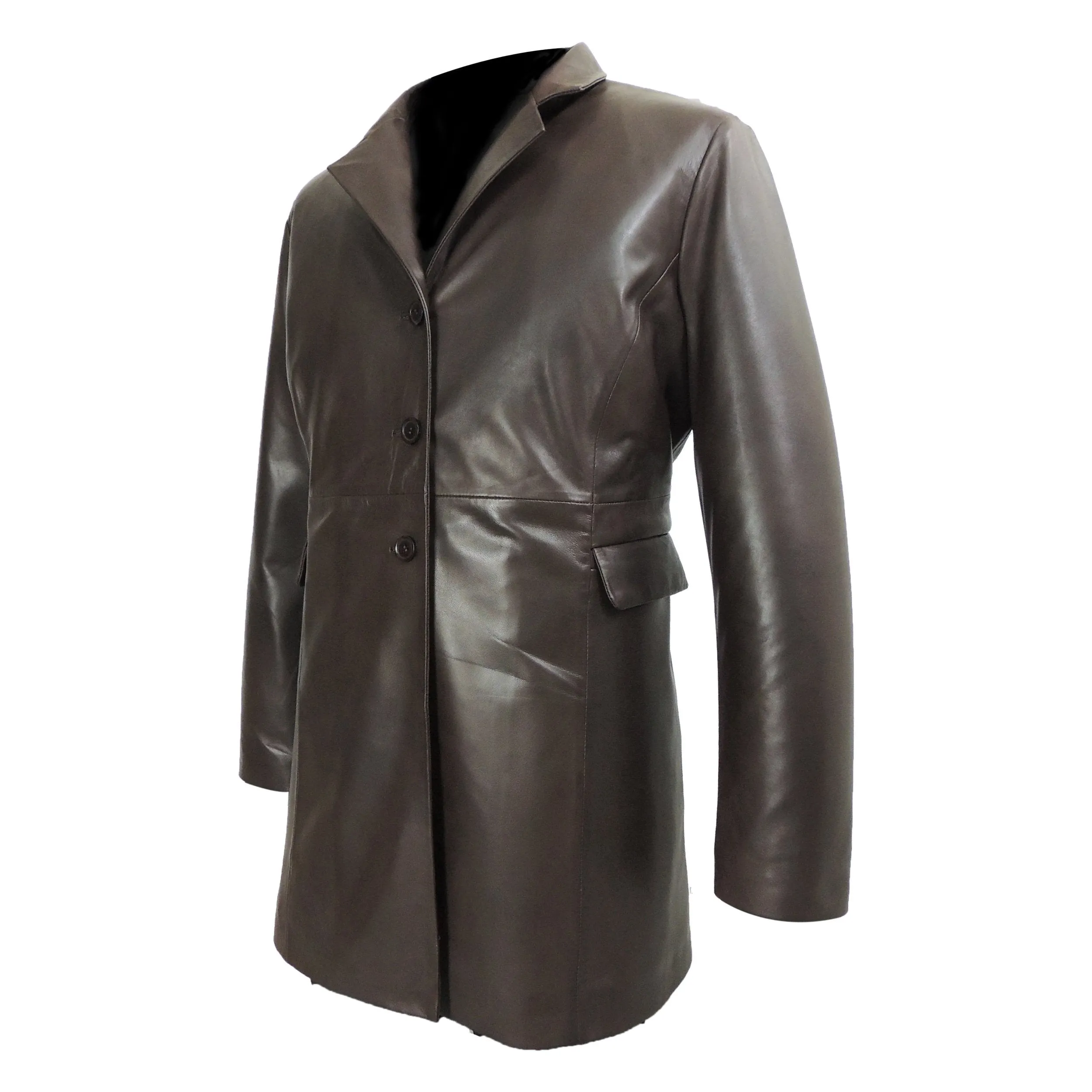 Felicia Womens 3/4 Long Leather Coat