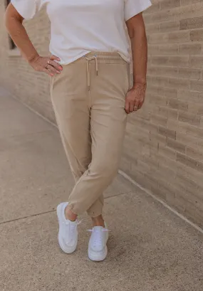 FINLEY TAUPE TWILL JOGGERS