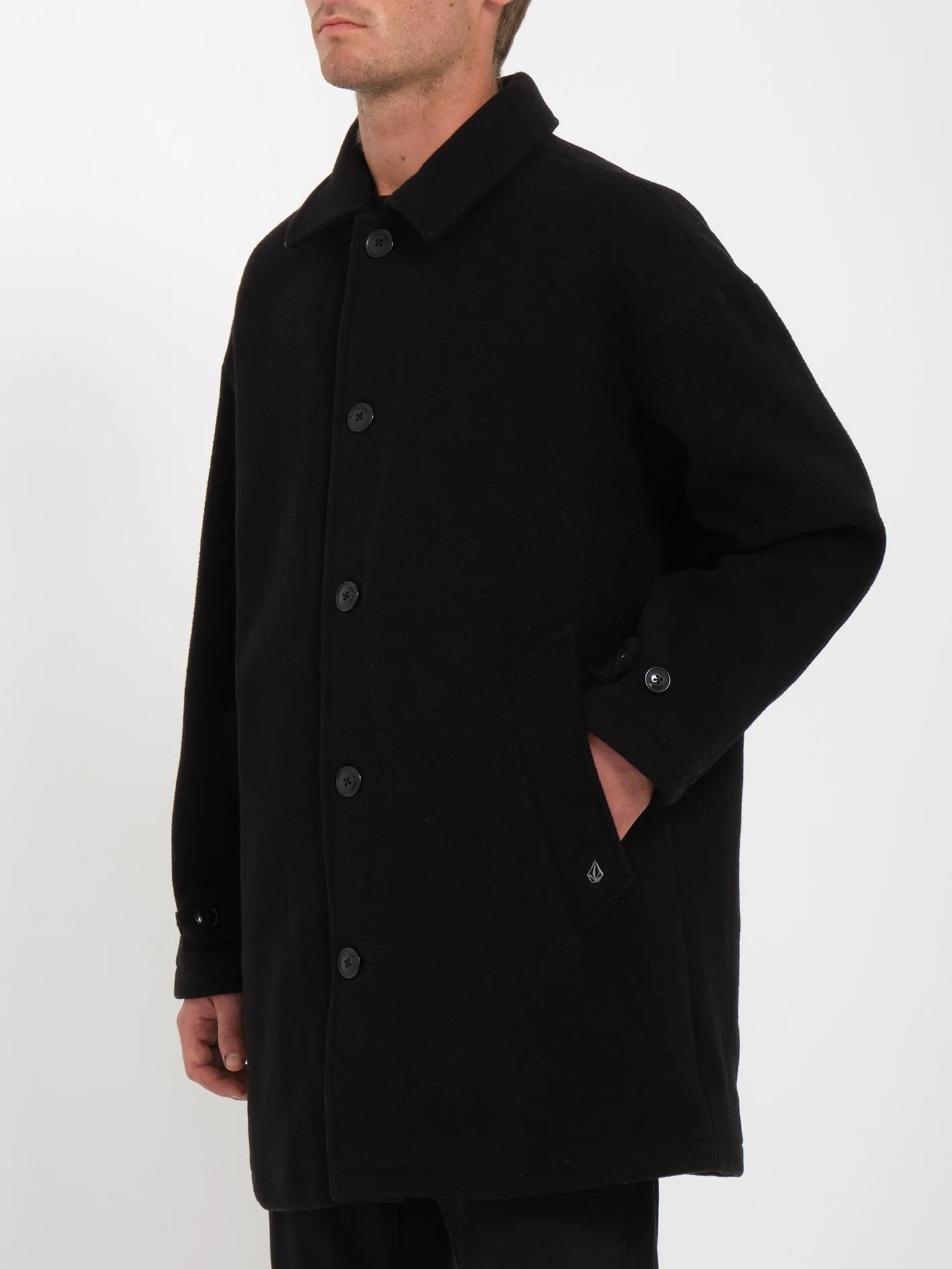 Floyder Peacoat Coat - BLACK